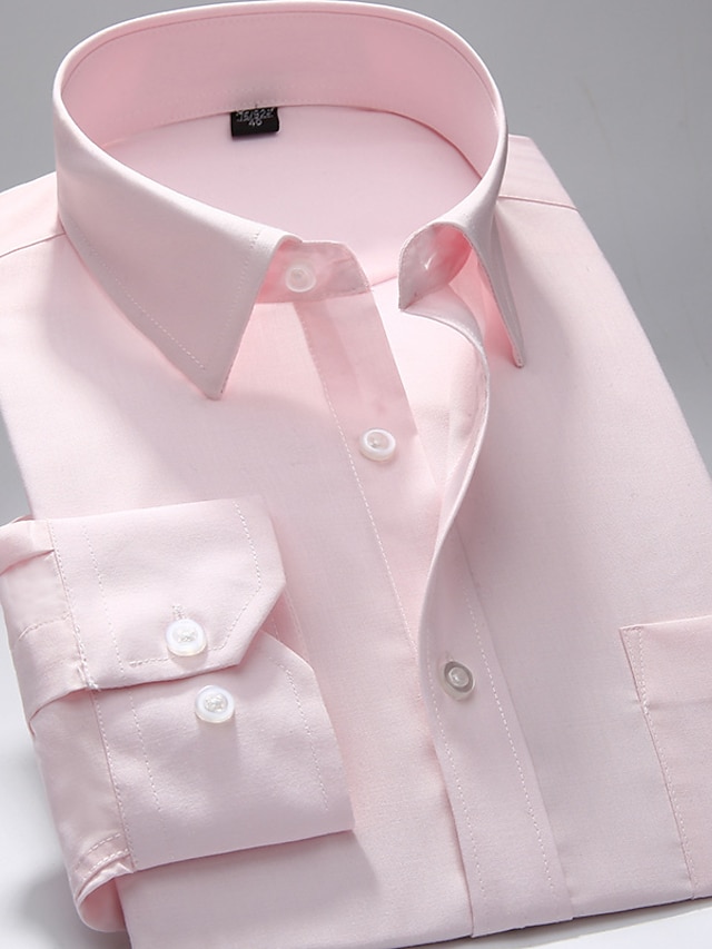  Homme Chemise Rose Claire Noir Blanche manche longue Rayures et carreaux Col de Chemise Toutes les Saisons Mariage Bureau et carrière Vêtement Tenue