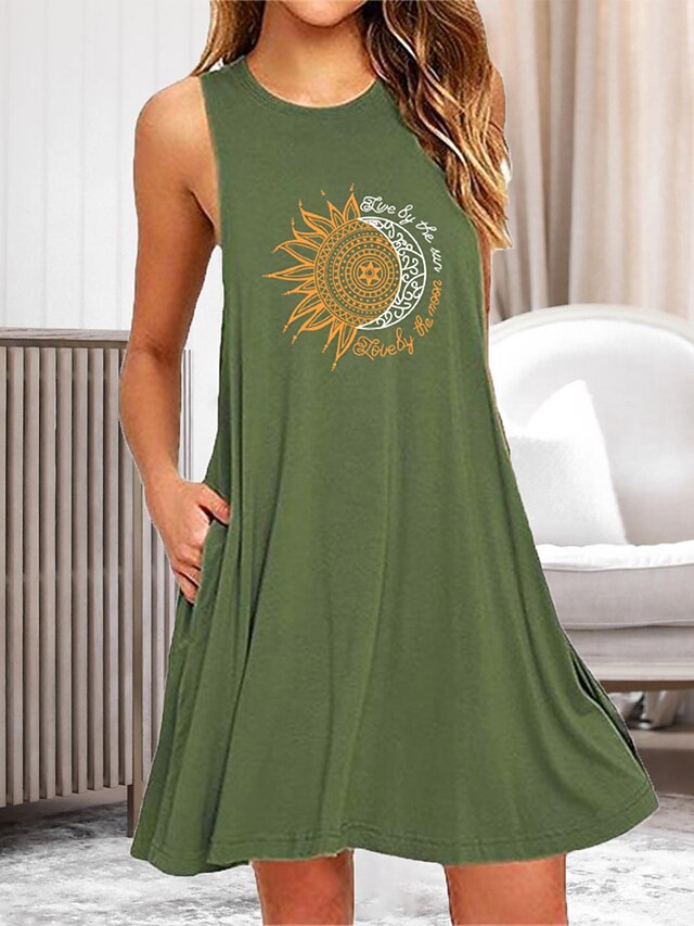 Women's Plus Size Loungewear Nightgown Nightshirt Dress Flower Basic Casual Comfort Home Daily Vacation Cotton Breathable Crew Neck Sleeveless Pocket Summer Spring Home Outfits 8