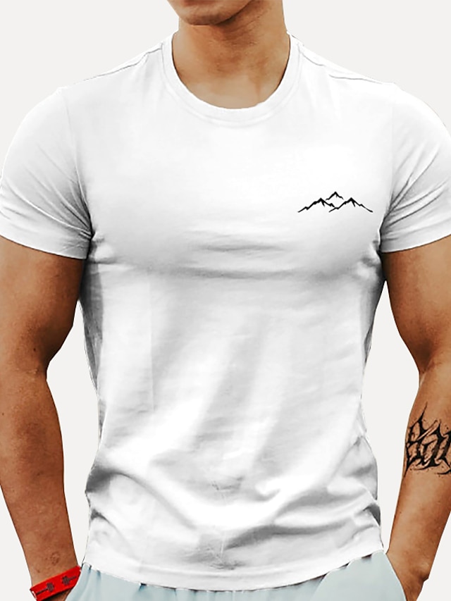  Men's Plus Size Big Tall T shirt Tee Tee Crewneck White Short Sleeves Outdoor Going out Print Graphic Prints Clothing Apparel Cotton Blend Streetwear Stylish Casual