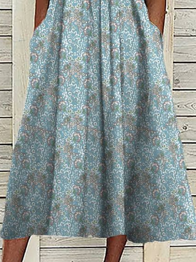 Women's V-Neck Floral Print Summer Dress | Midi main image 0