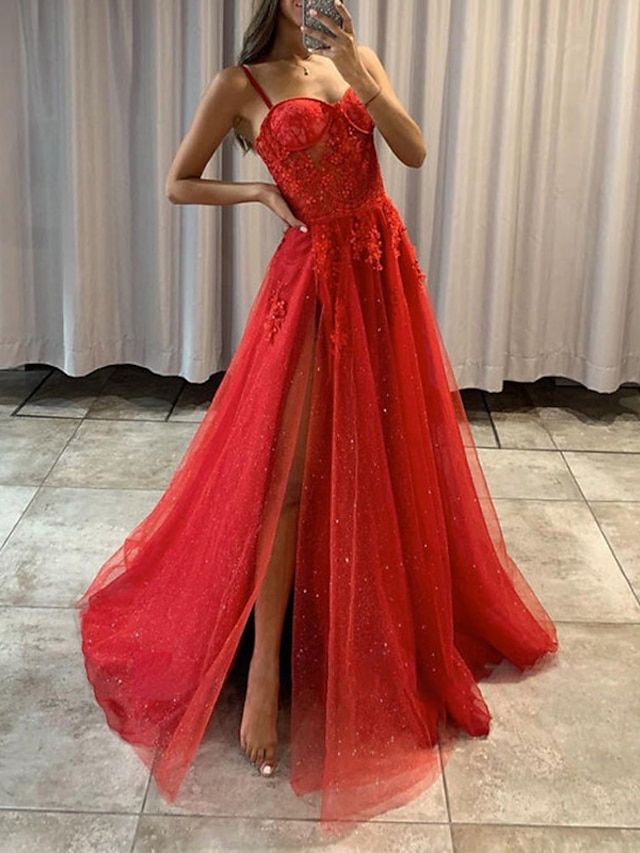 ALine Prom Dress Red Green Dresses Corsets Dress Formal Wedding Party