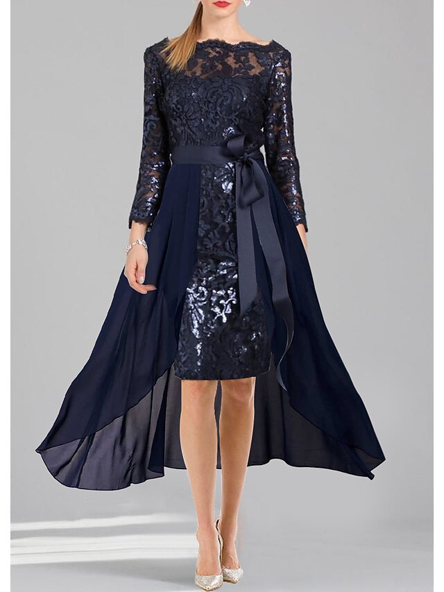 Two Piece Sheath / Column Mother of the Bride Dress Wedding Guest Church Elegant Off Shoulder Knee Length Stretch Fabric Sleeveless Short Jacket Dresses with Pleats Crystals Color Block main image 0