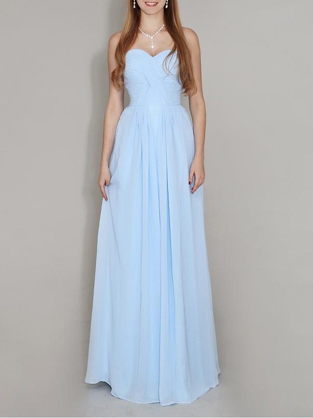 Elegant A-Line Strapless Popular Cheap Maxi Long Wedding Guest Bridesmaid Dresses,WGM232 main image 0