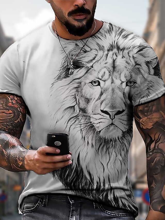  Per uomo Unisex Leone Stampe astratte maglietta Manica corta maglietta Stampa 3D Girocollo Camicia Originale Taglia forte Informale Giornaliero Per eventi A B C Estate Abbigliamento Plus Size S M L