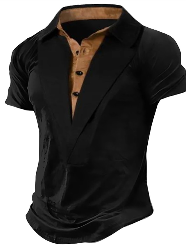  Ανδρικά Πουκάμισο Henley Γραφικά μπλουζάκια Cool πουκάμισο Σκέτο Χένλι Δρόμος Διακοπές Κοντομάνικο Ρούχα Μοντέρνα Υψηλής Ποιότητας Βασικό