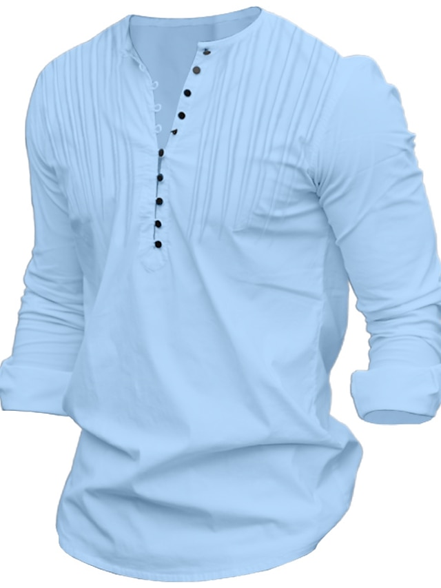  Herren Hemd Popover-Shirt Lässiges Hemd Sommerhemd Schwarz Weiß Blau Langarm Glatt Kragen Täglich Urlaub Bekleidung Modisch Brautkleider schlicht Komfortabel