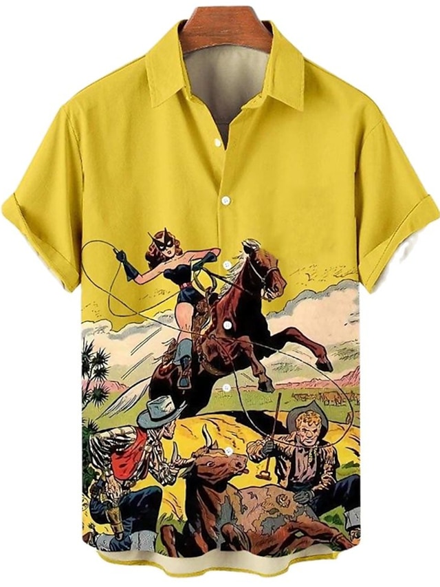 Men's Shirt Summer Hawaiian Shirt Graphic Prints Vintage Cowboy ...