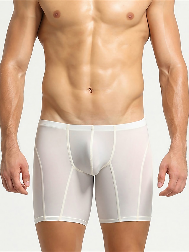  Men's 1 PC Boxers Underwear Briefs Brief Underwear Spandex Polester / Cotton Blend Washable Comfortable Plain Low Rise Black White