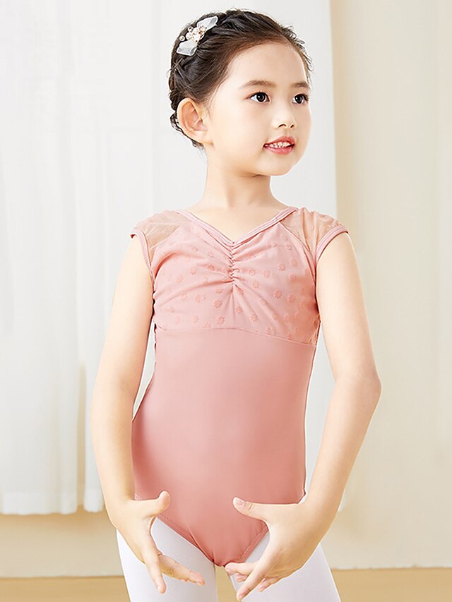  Kids' Dancewear Ballet Leotard / Onesie Printing Splicing Tulle Girls' Performance Training Sleeveless High Polyester