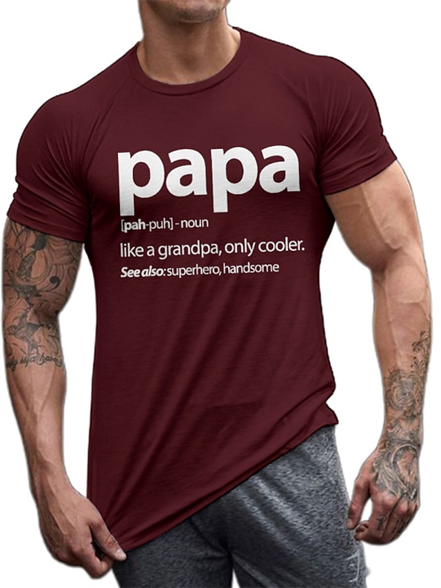 Men S Letter Graphic Prints Daddy T Shirt Graphic Tee Cotton Short Sleeves Graphic Shirt Wine