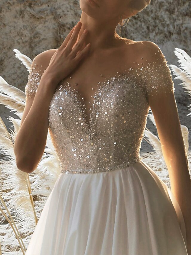 Beach Wedding Dress With Short Train Bridal Style