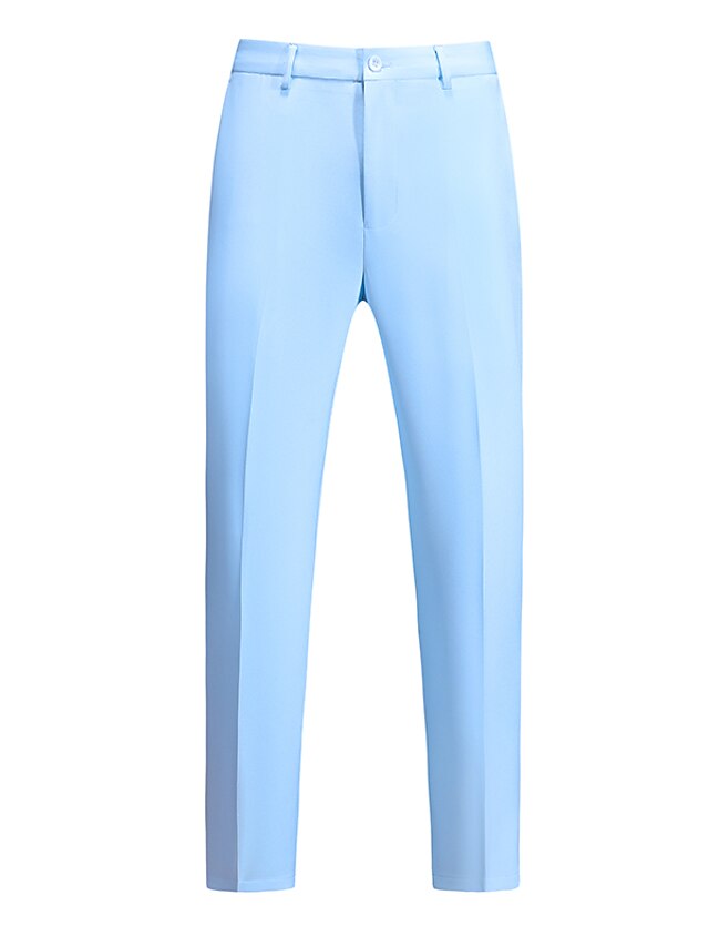  Men's Chinos Full Length Solid Colored Micro-elastic Slim Ocean Blue 2023