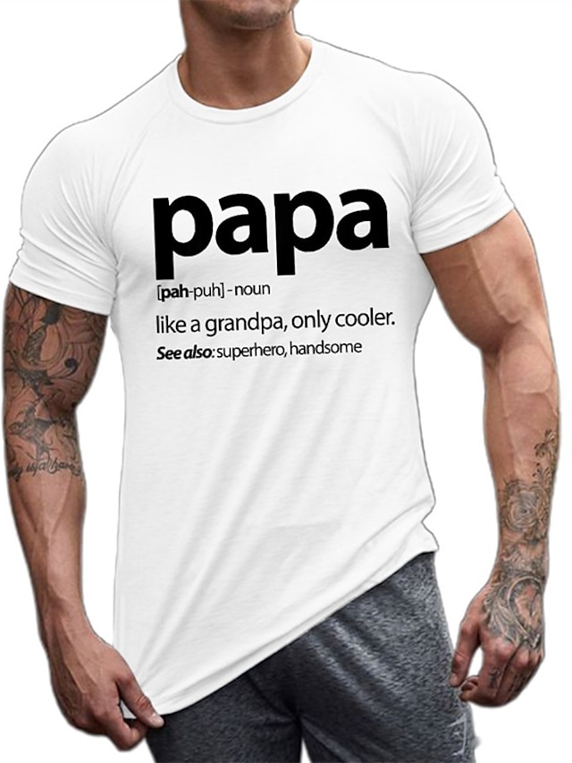  isänpäivä papa paidat kirjaingrafiikkaprintit isä viini musta valkoinen t-paita t-paita graafinen t-paita miesten graafinen puuvillasekoitus paita perus moderni nykyaikainen paita lyhyet hihat mukava
