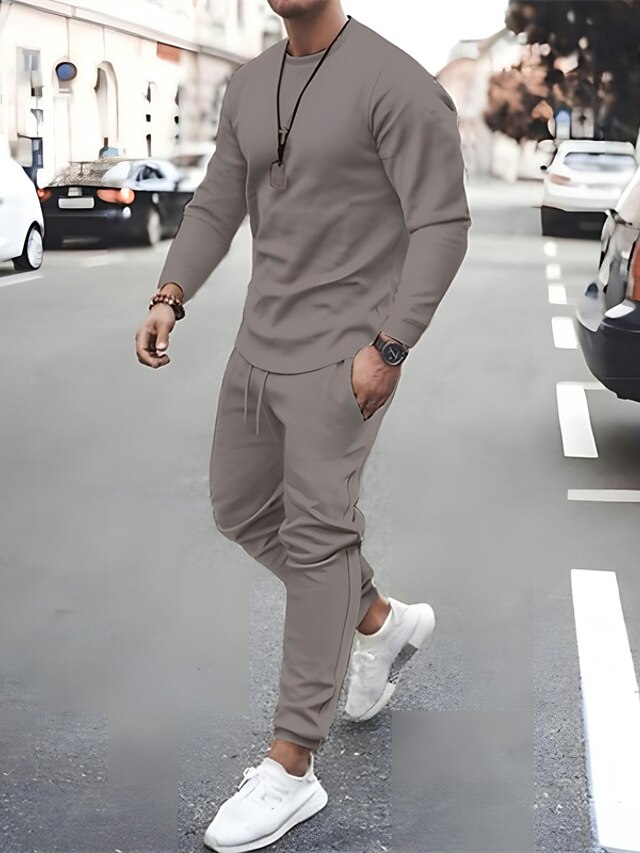 ORANDESIGNE Tuta Uomo Felpa e Pantaloni 2 Pezzi Tuta da Jogging Adolescente Invernale Sportiva Casual per Palestra Jogging A-Rosso M