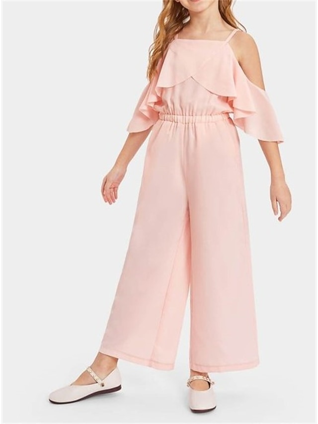 Jumpsuit / Pantsuit Floor Length Square Neck Chiffon Junior Bridesmaid ...