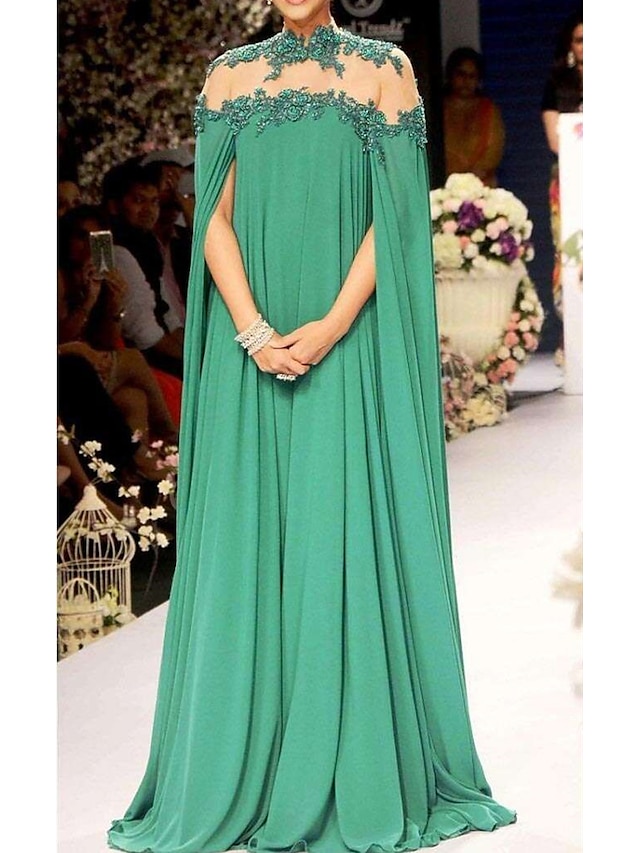  βραδινό φόρεμα σε γραμμή κομψό φόρεμα επίσημο γαμήλιο καλεσμένο κόκκινο πράσινο φόρεμα αμάνικο ψηλό λαιμό φθινοπωρινό σιφόν καλεσμένων γάμου με απλικέ καθαρό χρώμα 2024