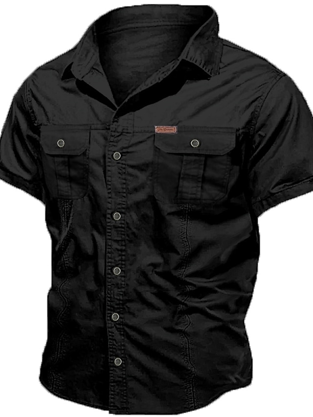 Men's Shirt Button Up Shirt Casual Shirt Work Shirt Cargo Shirt Black