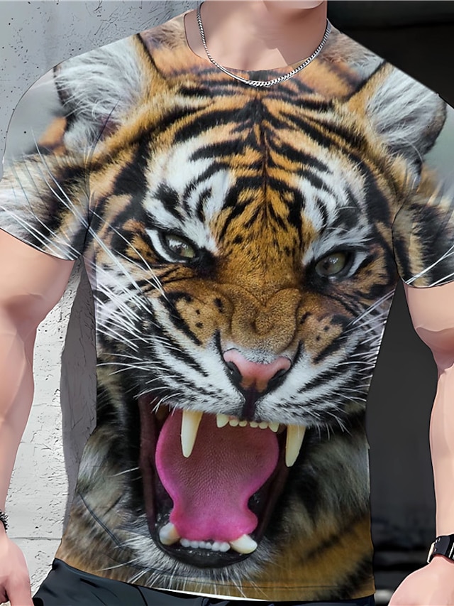  Pánské Tričko Trička Grafika Zvíře Tygr Tričkový Oblečení 3D tisk Venkovní Ležérní Krátký rukáv Tisk Vinobraní Módní Designové