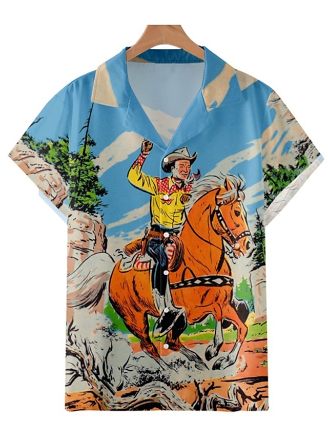 Men's Shirt Summer Hawaiian Shirt Graphic Prints Vintage Cowboy ...