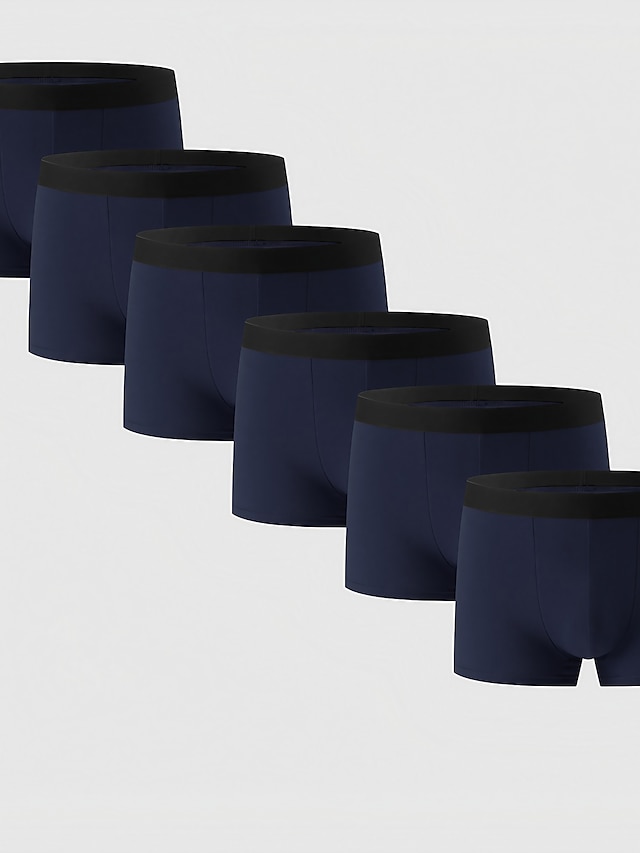  Men's 6 Pack Boxer Briefs Underwear Brief Underwear Boxer Shorts Cotton Breathable Plain Multi color