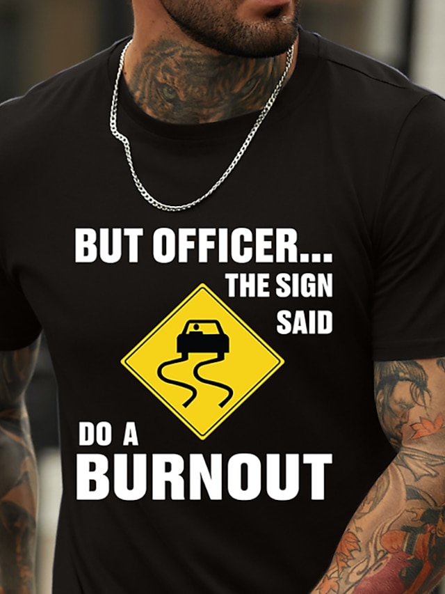  Herre Grafiske tryk Sjov bogstavtryk T-shirt Grafiske T-shirts 100 % bomuld Kortærmet Grafisk Skjorte Marine Sort militærgrøn Komfortabel t-shirt Ferierejse Gade Modedesigner tøj