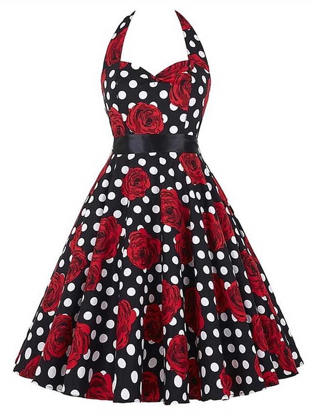 Women's Retro 1950s Vintage Tea Dresses Midi Dress Party Holiday ...