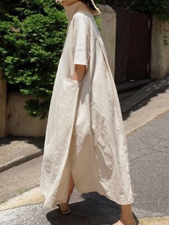 Women's Casual Dress Cotton Linen Dress Swing Dress Maxi long Dress ...