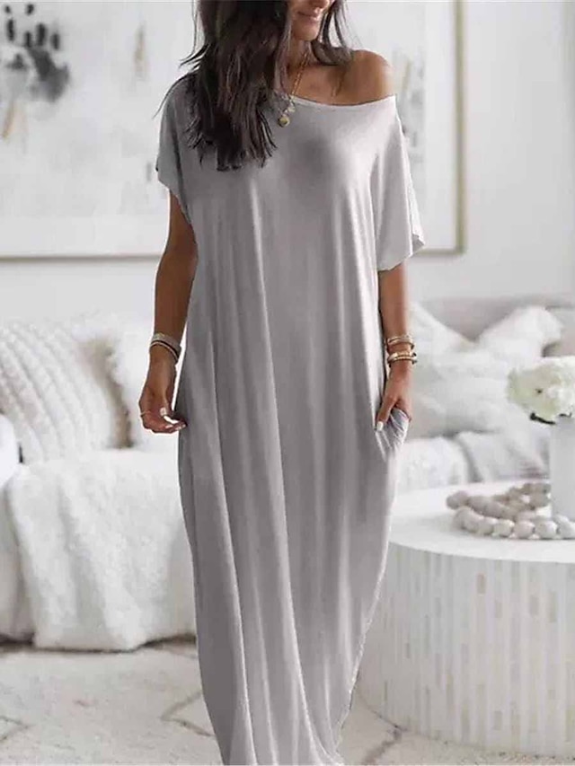 Women's Pajamas Nightgown Dress Pure Color Simple Casual Soft Home ...