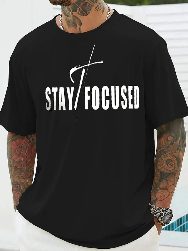 Men's Plus Size Big Tall T shirt Tee Tee Crewneck Black White Navy Blue Short Sleeves Outdoor Going out Print Graphic Prints Quotes & Sayings Clothing Apparel Cotton Blend Streetwear Stylish Casual 7