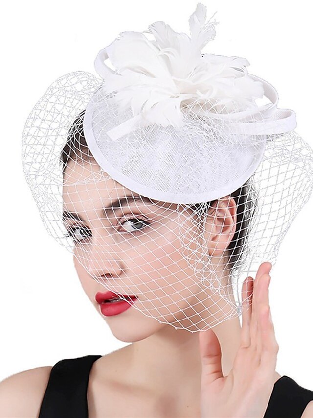  Fascinators Polyester Wedding Kentucky Derby Elegant British With Feather Tulle Headpiece Headwear