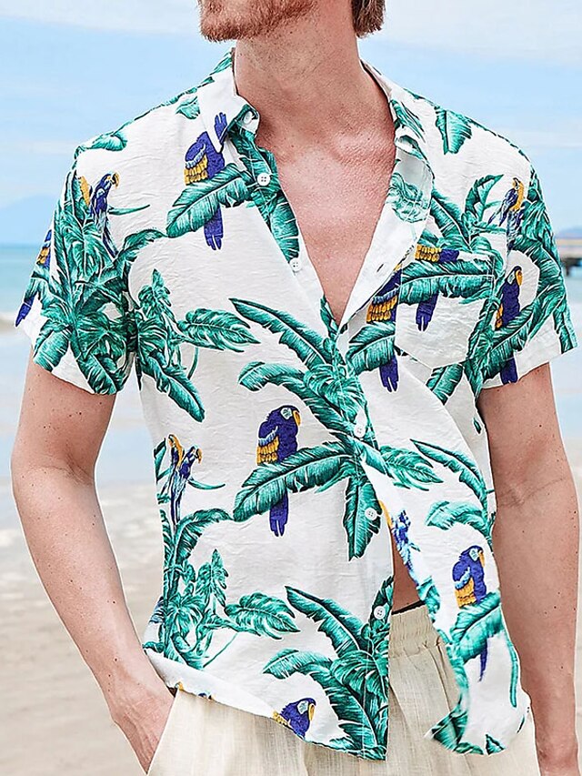  Hombre Camisa camisa hawaiana Abotonar la camisa Camisa de verano Camisa casual Azul Piscina Mangas cortas Estampados Diseño Calle Vacaciones Estampado Ropa Moda Ocio Hawaiano
