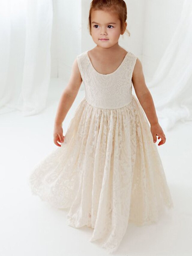 ALine Floor Length Flower Girl Dress Wedding Party Girls Cute Prom