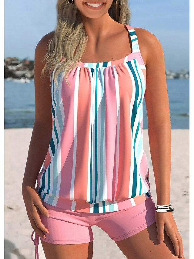 Damskie Stroje kąpielowe Tankini 2 szt Normalny Kostium kąpielowy 2