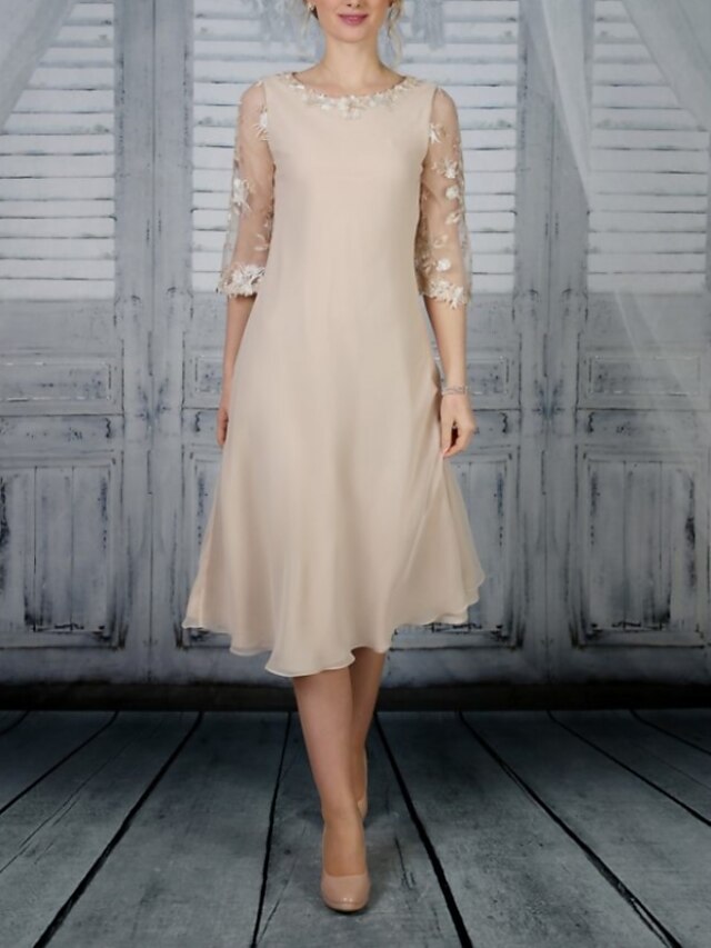 Sheath / Column Mother of the Bride Dress Convertible Dress V Neck Floor Length Chiffon 3/4 Length Sleeve with Criss Cross Cascading Ruffles main image 0