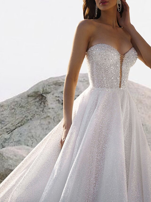 Beach Sparkle & Shine Glitter & Sparkle Wedding Dresses A-Line ...