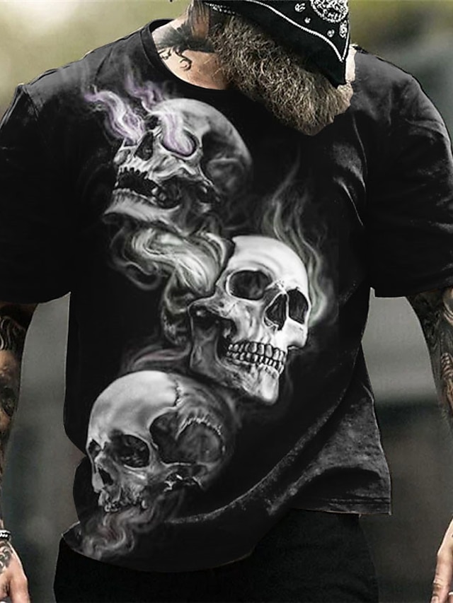  Homme T shirt Tee chemise d'Halloween Graphic Crânes Col Ras du Cou Vêtement Tenue 3D effet Extérieur du quotidien Manche Courte Imprimer Rétro Vintage Mode Design