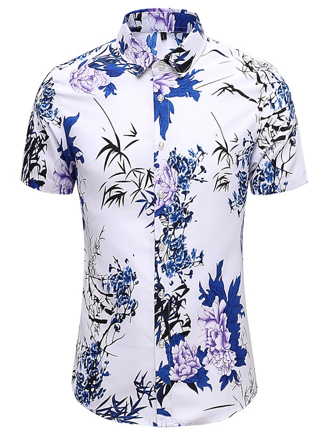 Men's Shirt Button Up Shirt Casual Shirt Summer Shirt Beach Shirt White ...
