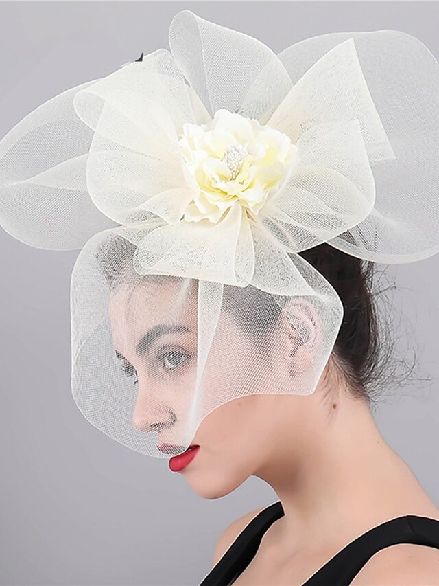  Fascinators Tulle Wedding Kentucky Derby Elegant Lady With Floral Headpiece Headwear