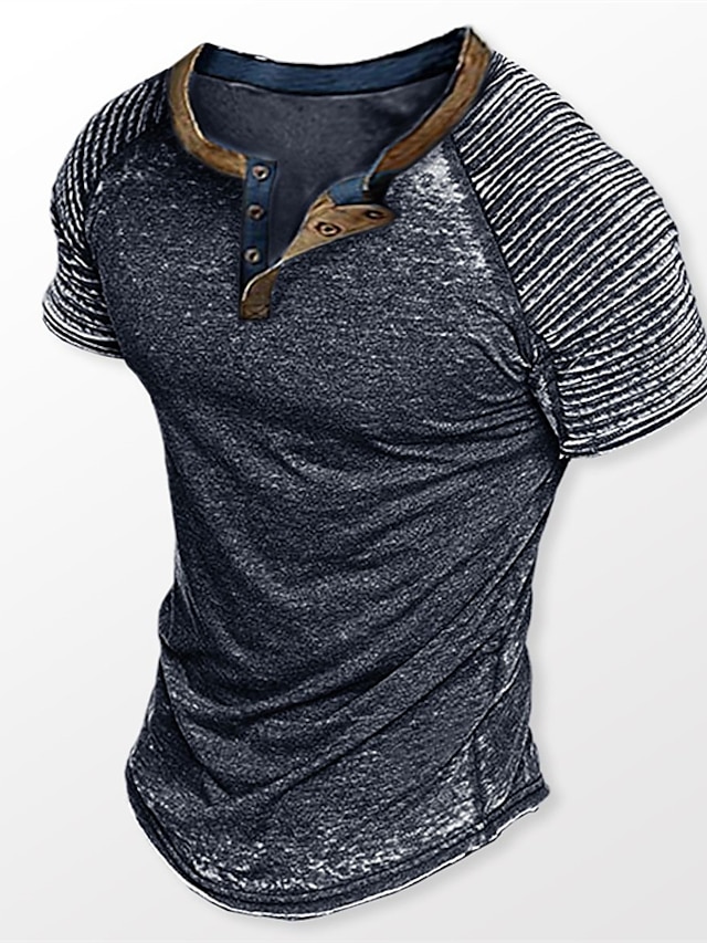  Męskie Podkoszulek Koszula Henley Fajna koszula Równina Wąski plisowany Henley Ulica Urlop Krótkie rękawy Plisowany rękaw Odzież Designerskie Podstawowy Współczesny współczesny