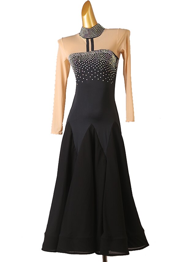  Women's Ballroom Competition Dresses High-neck Modern Waltz Tango Standard Clothes Rhinestone Big Swing Performance Costumes