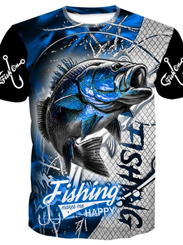  Men's T shirt Tee Tee Graphic Fishing Crew Neck Clothing Apparel 3D Print Outdoor Casual Short Sleeve Print Vintage Fashion Designer