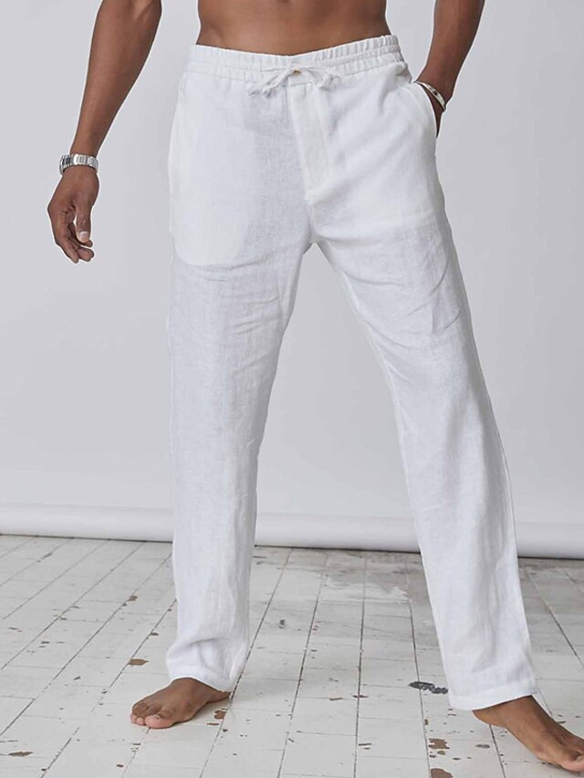Herren Leichte Weite Hose Aus Leinen