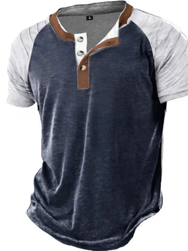 Men's Button T Shirt T Shirt Henley Shirt Sleeveless V Neck Summer Spring Solid Colored Cool Casual Print Casual Daily Gray Top Tee for Men4