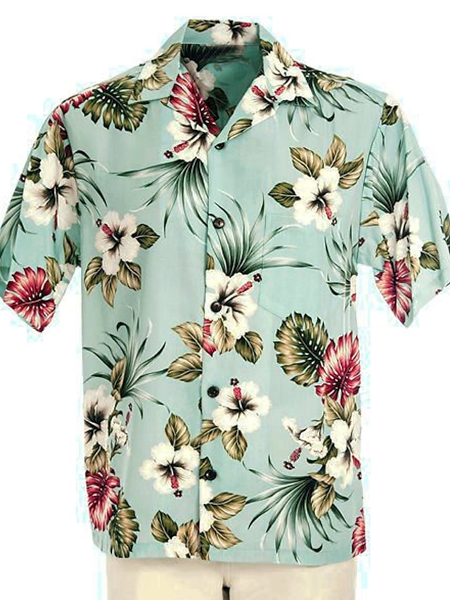 Men's Shirt Summer Hawaiian Shirt Floral Graphic Prints Turndown Navy ...