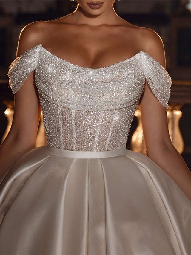 Engagement Formal Glitter & Sparkle Wedding Dresses Ball Gown Off ...