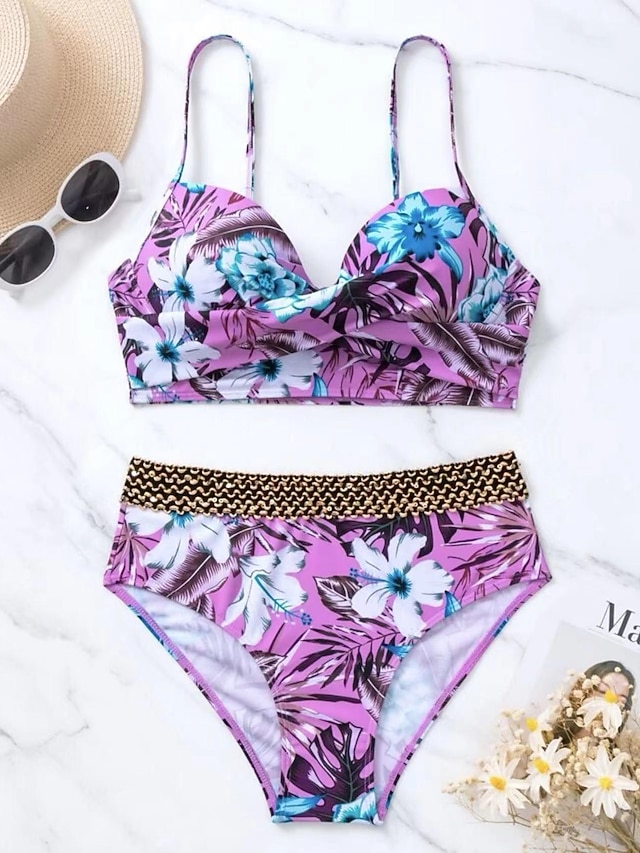 Women's Normal Swimwear Bikini Shorts Swimsuit 2 Piece Printing Floral