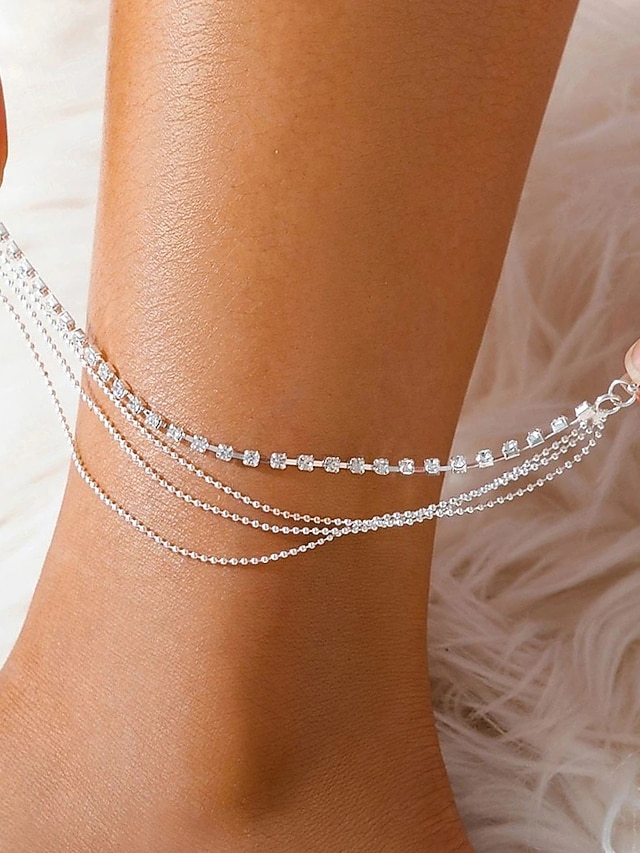 Ankle Bracelet Women's Body Jewelry For Holiday Beach Rhinestone Alloy