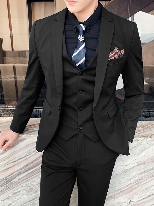 Black/Ivory/Dark Grey Men's Wedding Suits Grooman Business Formal Dress ...