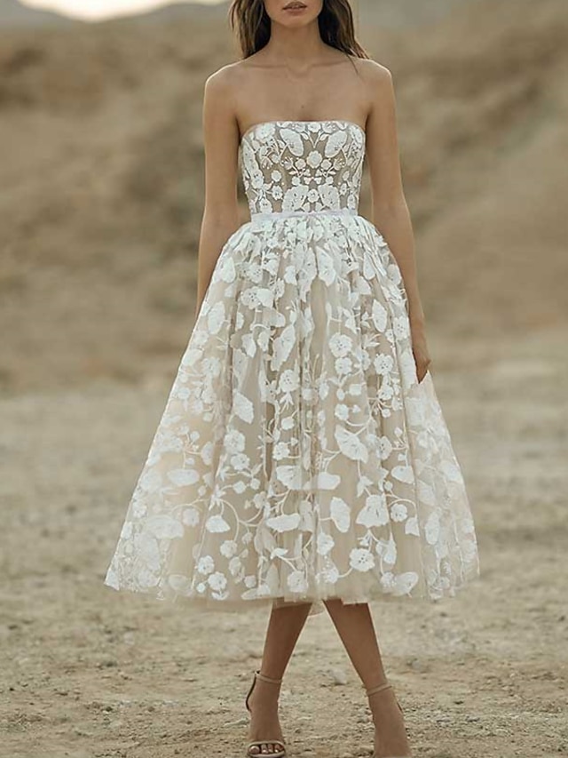 Bridal Shower Little White Dresses Wedding Dresses ALine Square Neck