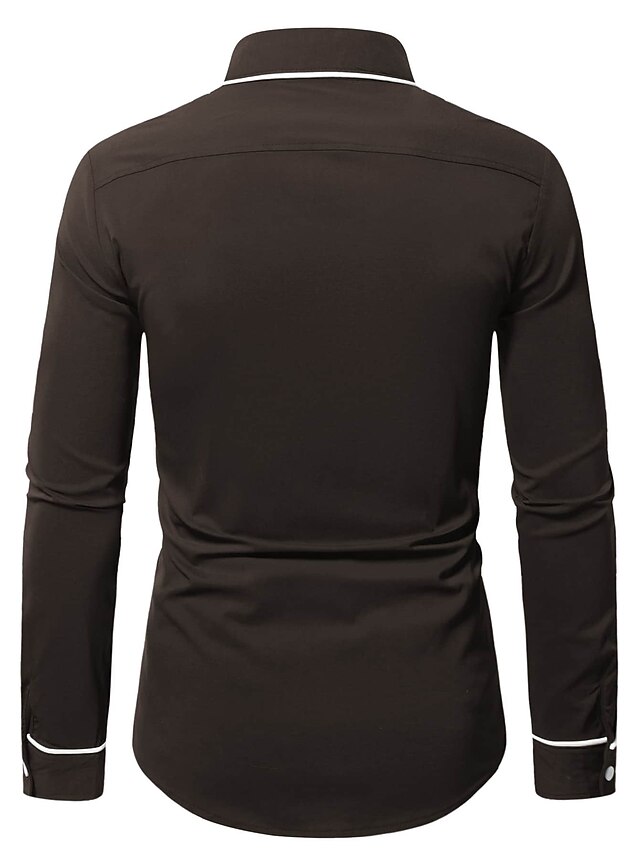 Men's Shirt Summer Shirt Button Up Shirt Casual Shirt Black Wine Dark Blue Coffee Long Sleeve